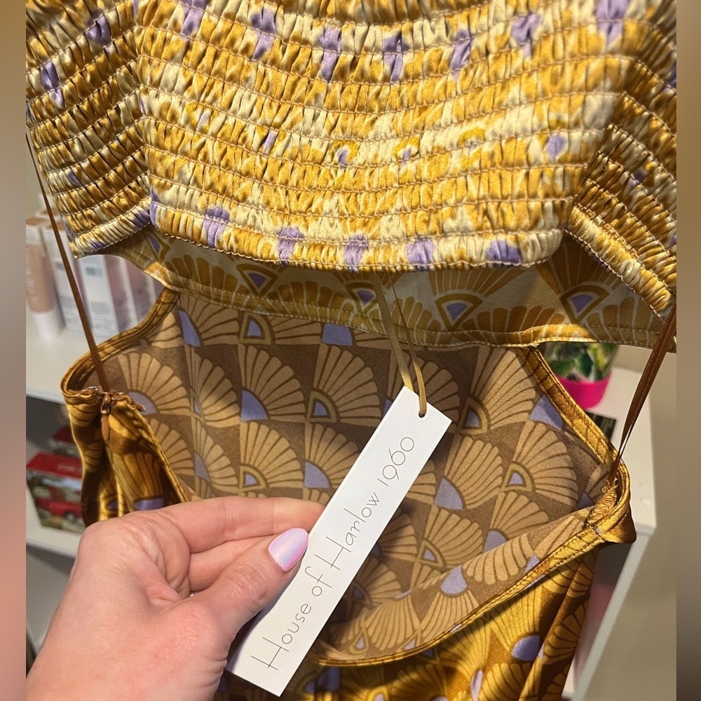 NWT House of Harlow 1960 x Revolve Yellow Geometric Shape Open Back Maxi - Picture 12 of 13